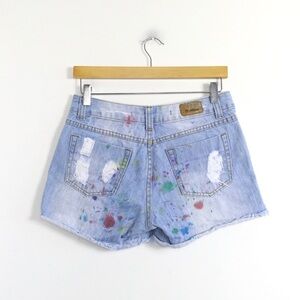 Melinda painted denim jean shorts unique art wear paint splatter distressed mini